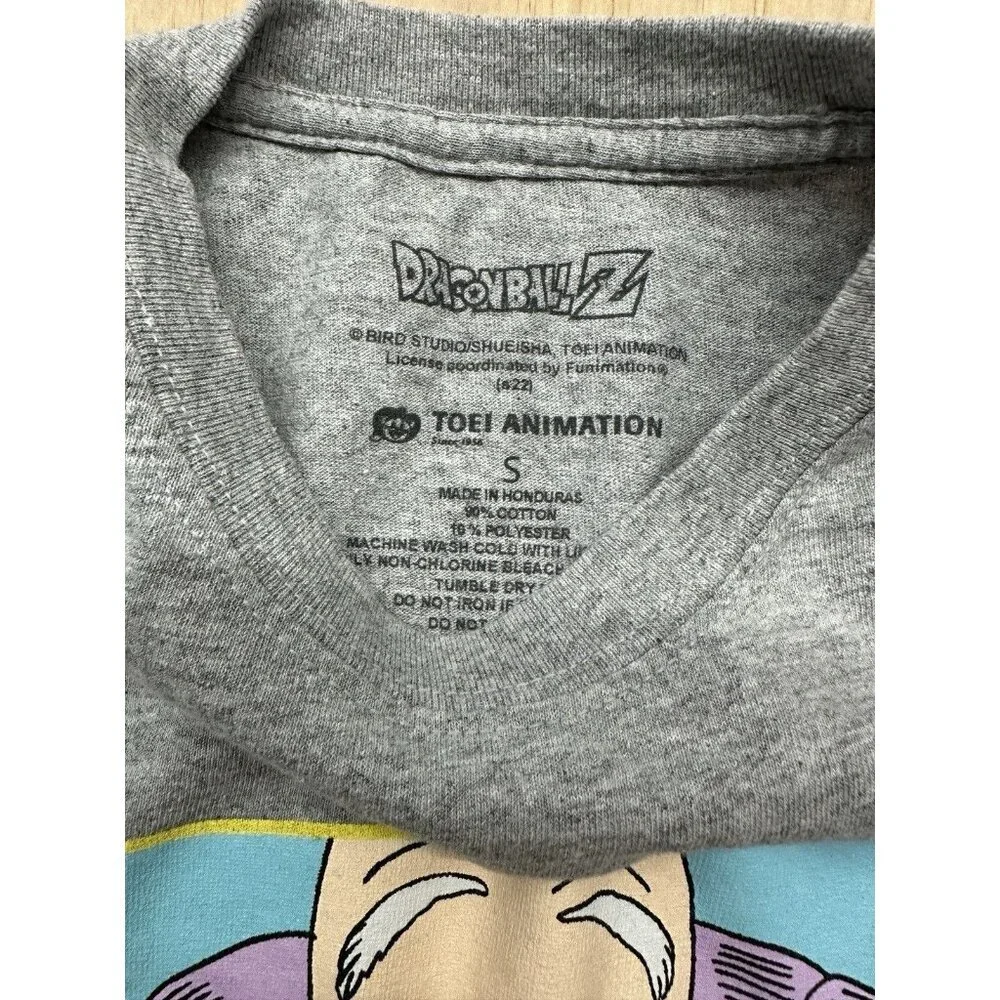 Dragon Ball Z Toei Animation Men's Master Roshi Gray Shirt Size S‎ Short Sleeve